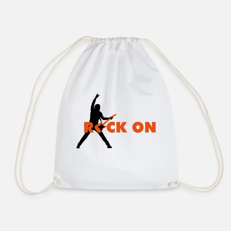 rock_on_b_2c - Drawstring Bag - white