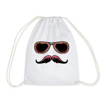 Mexikanischer Sonnenbrille Schnurrbart Hipster 2804 - Turnbeutel - Weiß - Vorne