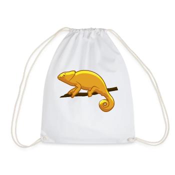 Yellow Chameleon Gecko Lizard Reptile Gift - Drawstring Bag - white - Front