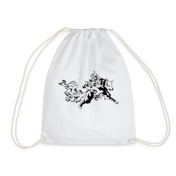 fire wolf - Drawstring Bag - white - Front