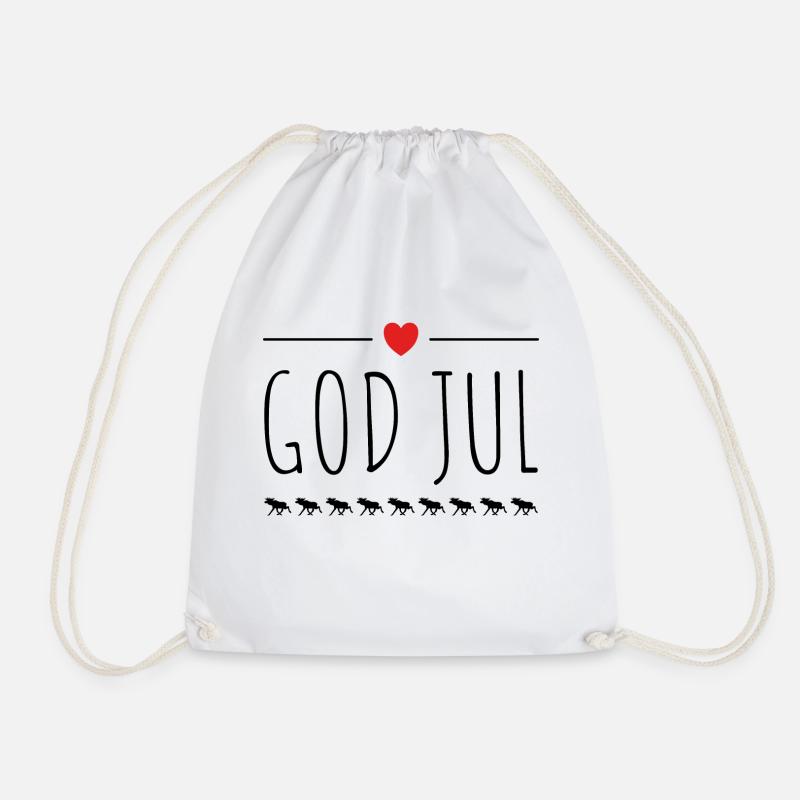 GOD JUL - ELKS - MOOSE - HEART - Turnbeutel - Weiß