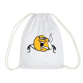 stoned kiffen stony hemp weed smoking joi - Drawstring Bag - white - Front