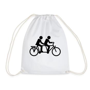Tandem Bicycle bike - Drawstring Bag - white - Front