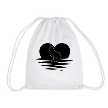 cat - Drawstring Bag - white - Front