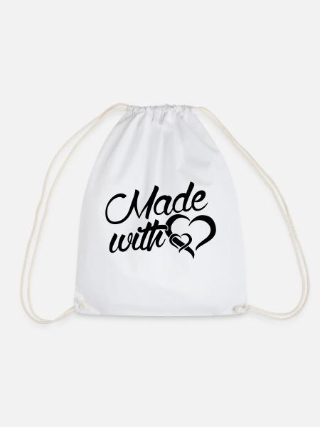 Made with Heart - Baby -Neugeborenes-Familie-Kind - Turnbeutel - Weiß