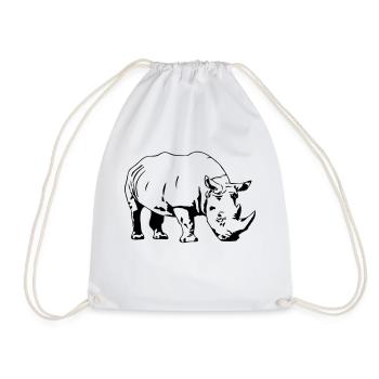 Nashorn - Rhino - Turnbeutel - Weiß - Vorne