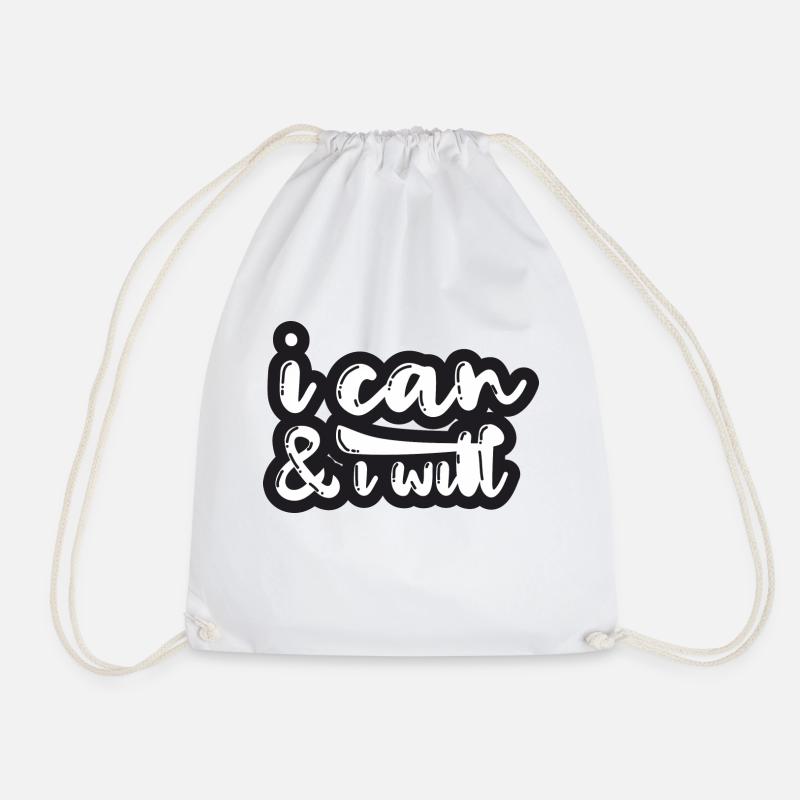 I can & I want - Drawstring Bag - white
