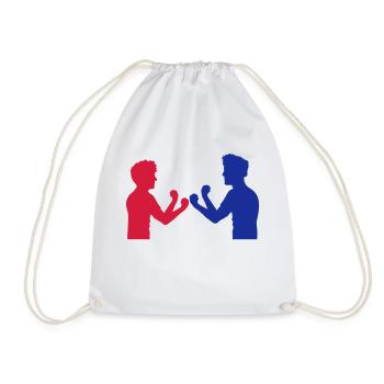 red blue 2 enemies friends team couple duel boxing ka - Drawstring Bag - white - Front