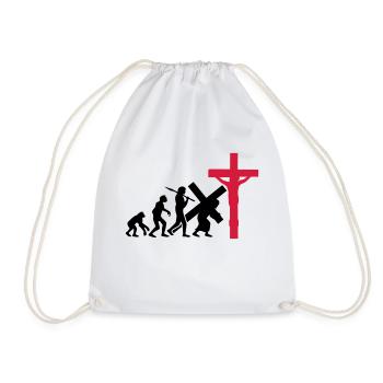 evolution mensch jesus christus glauben kreuz kreu - Turnbeutel - Weiß - Vorne