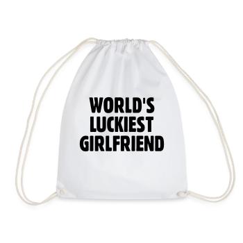 World's Luckiest Girlfriend - Drawstring Bag - white - Front