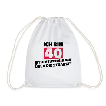 40. Geburtstag - Turnbeutel - Weiß - Vorne