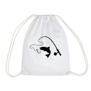 Fishing rod and fish, fishing - Drawstring Bag - white - Front