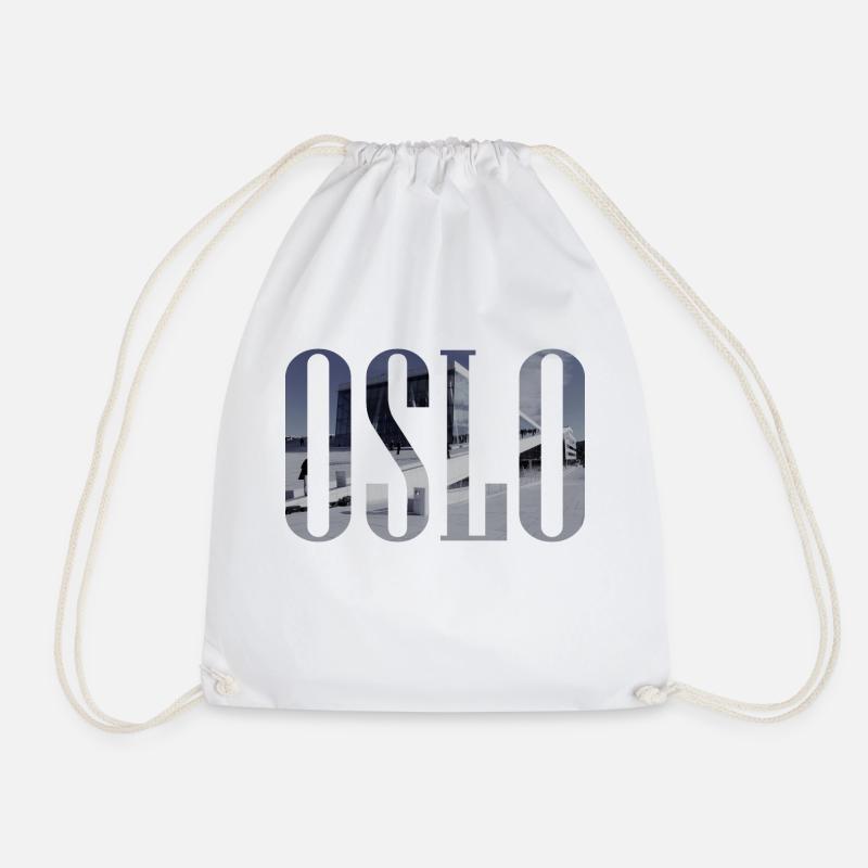 Oslo, Norway, Opera House, Norwegian Opera - Drawstring Bag - white