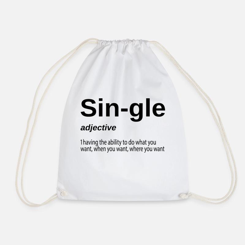 funny single definition-single definition - Drawstring Bag - white