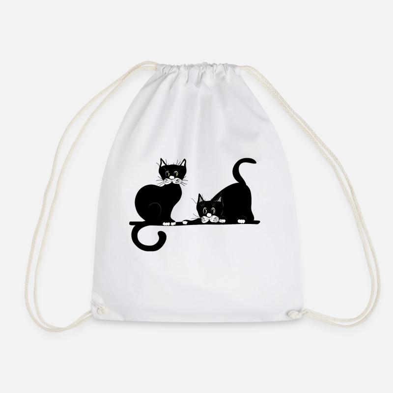 Cats - Drawstring Bag - white