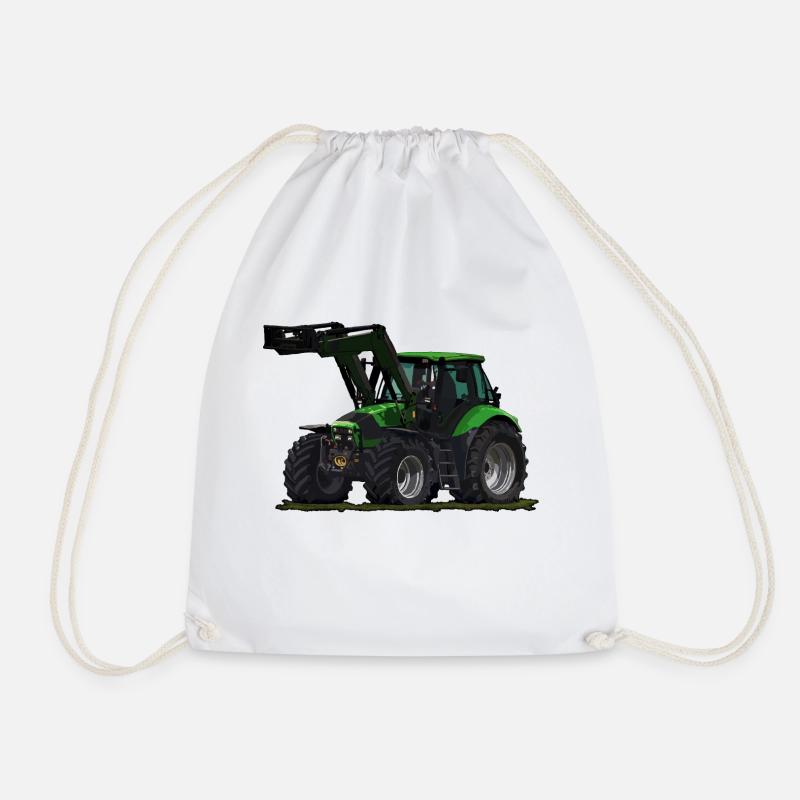 Tracteur vert clair avec chargeur frontal - Sac de sport léger - blanc