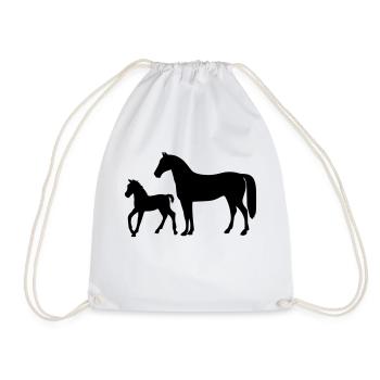 Cheval avec poulain - Sac de sport léger - blanc - Devant