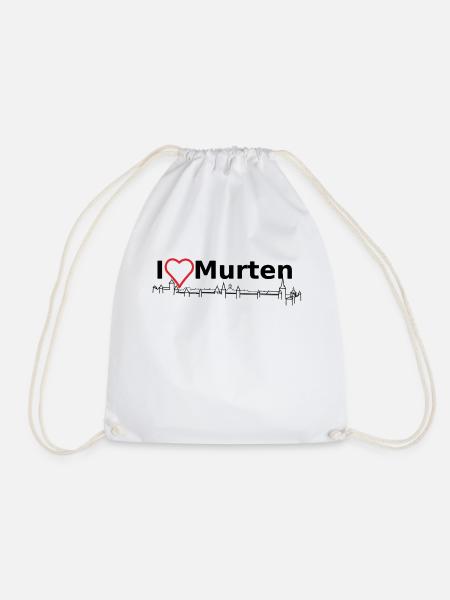 I Love Murten (mit Skyline der Altstadt) - Turnbeutel - Weiß