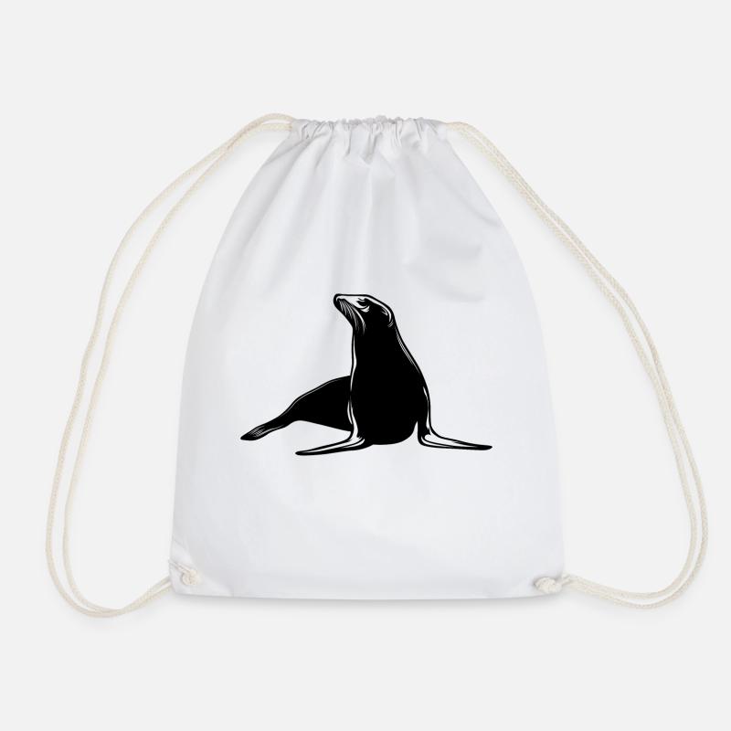 Seal Animal - Drawstring Bag - white