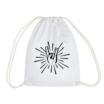 Rock 'N' Roll Music Rocker Hand Signal - Drawstring Bag - white - Front