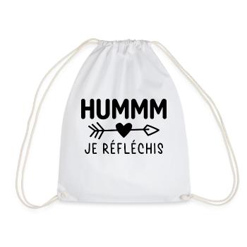 hummm je réfléchis - idée cadeau humour - Sac de sport léger - blanc - Devant