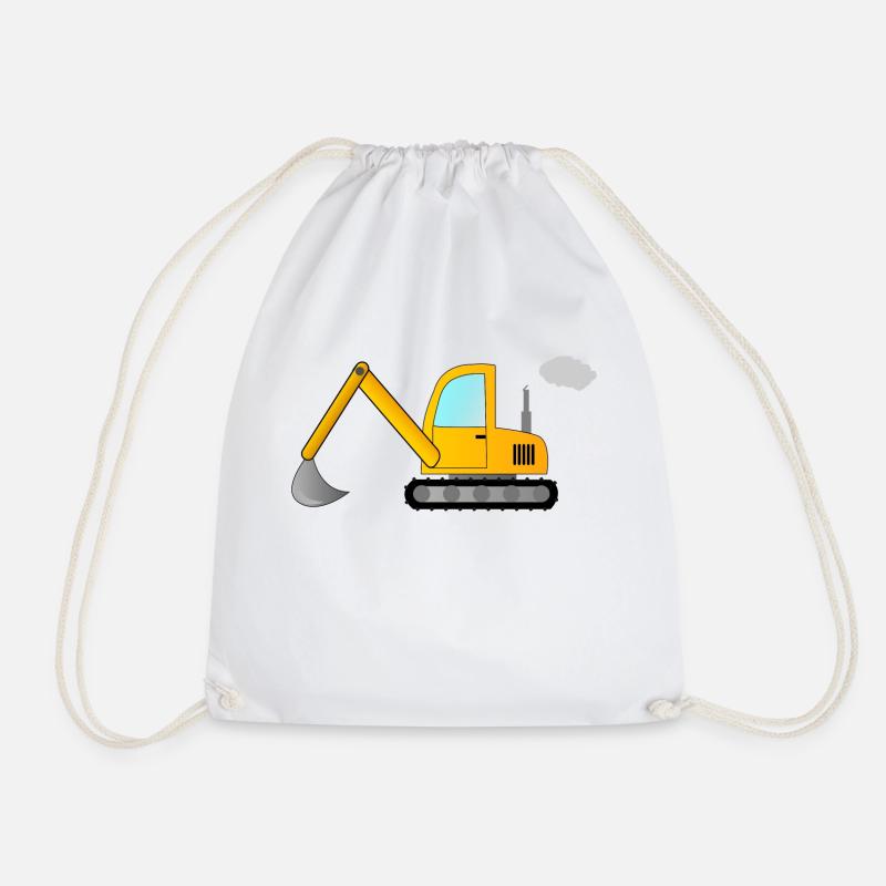 Excavator - Drawstring Bag - white