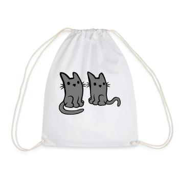 2 Katzen Freunde Team - Turnbeutel - Weiß - Vorne