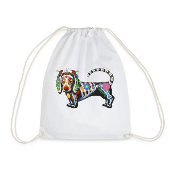 Sugar Skull Mexican Dachshund Bone Halloween Dog - Turnbeutel - Weiß - Vorne