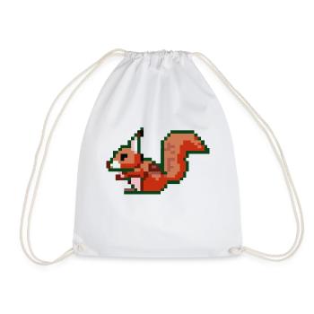 Squirrel Pixel Art Gift Idea - Drawstring Bag - white - Front