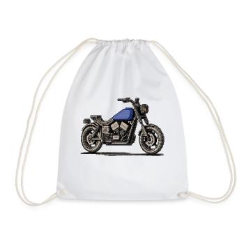 Chopper als Oldtimer Motorrad in Pixelart - Turnbeutel - Weiß - Vorne