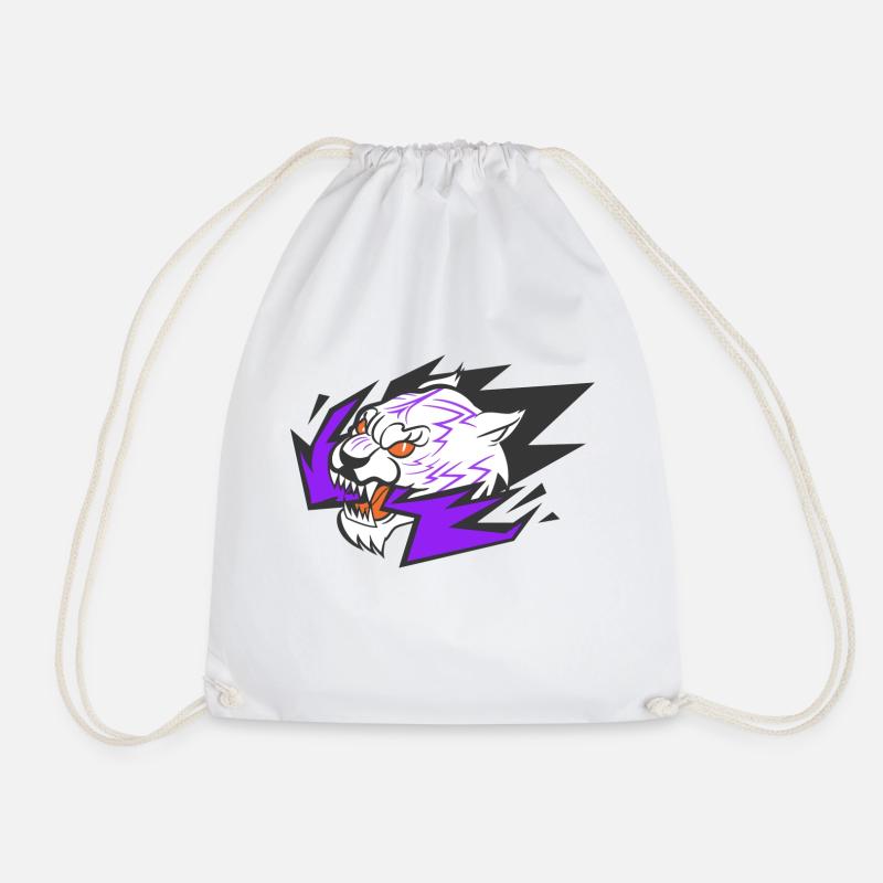 tiger - Drawstring Bag - white