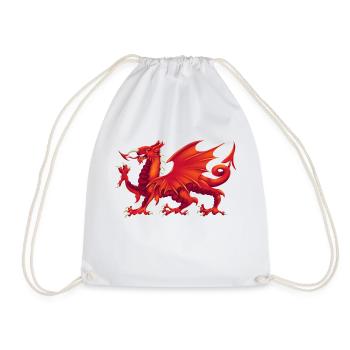 Welsh Dragon - Y Ddraig Goch - Drawstring Bag - white - Front