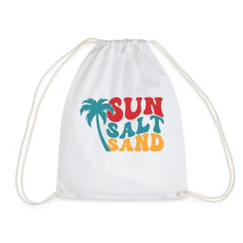 Sun Salt Sand Summer Sun Beach Palm Trees Holiday - Drawstring Bag - white - Front