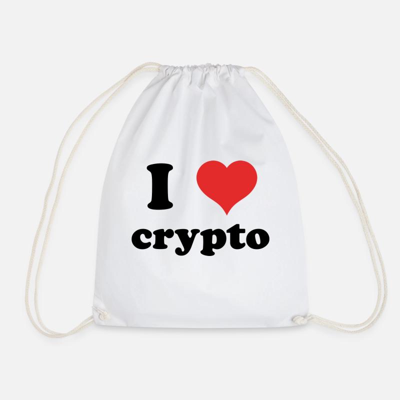 i love crypto - Drawstring Bag - white