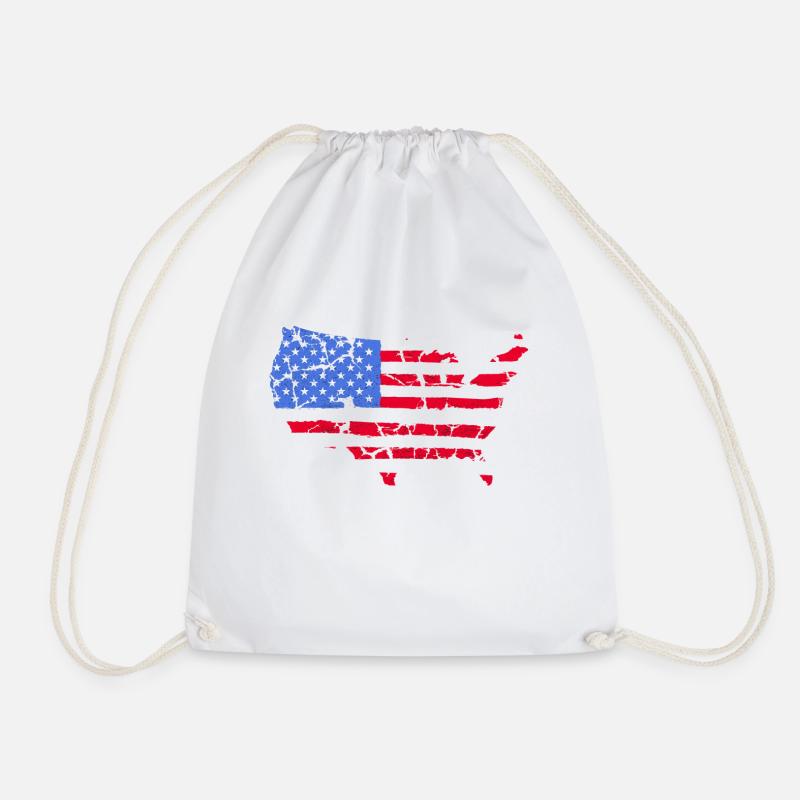 Start & Stripes - Flag Country shape cracked - Drawstring Bag - white