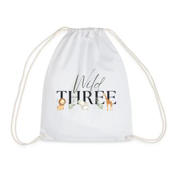 Wild One Safari third three Birthday Birthday3 - Drawstring Bag - white - Front