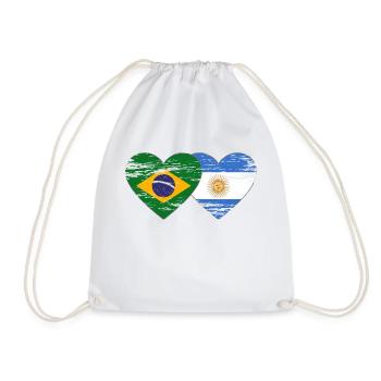 Brésil Argentine Drapeau Coeur Utilisé - Sac de sport léger - blanc - Devant