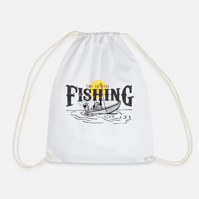 It's time to relax while fishing - Drawstring Bag - white