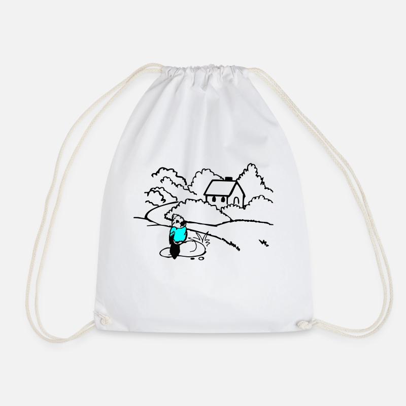 Bird - Drawstring Bag - white