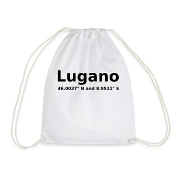 Lugano - with geo coordinates horizontal - Drawstring Bag - white - Front