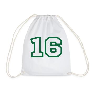 Number 16 green sport - Drawstring Bag - white - Front
