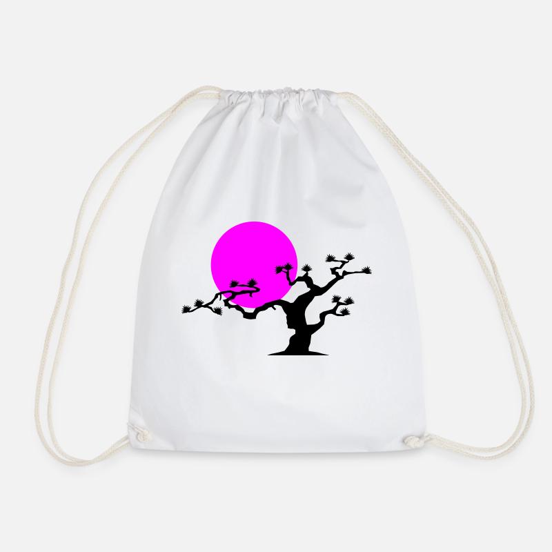 Japanese Tree - Drawstring Bag - white