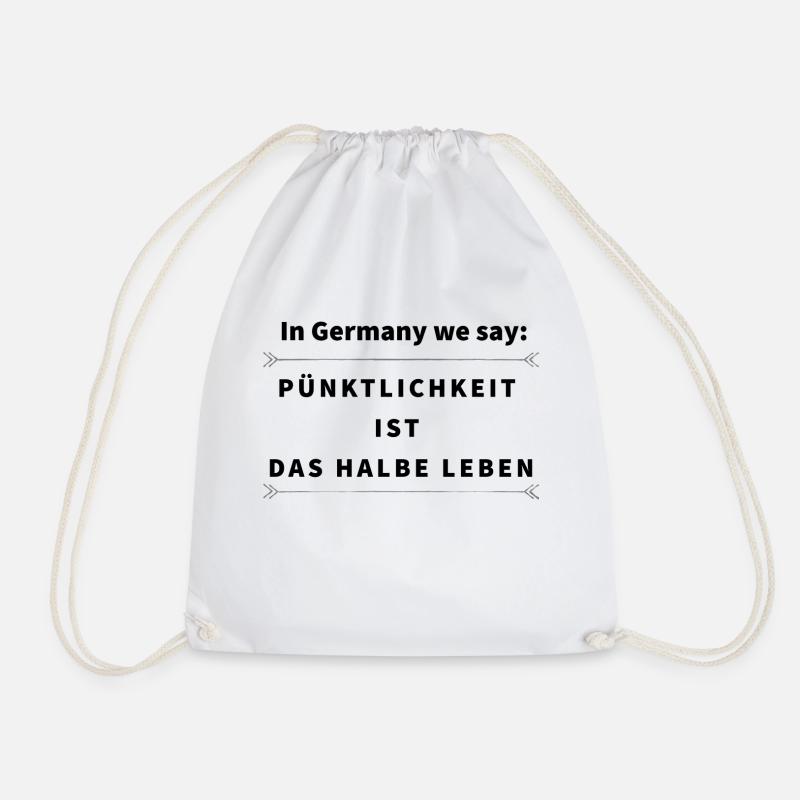 PUNCTUALITY IS HALF THE BATTLE - Drawstring Bag - white