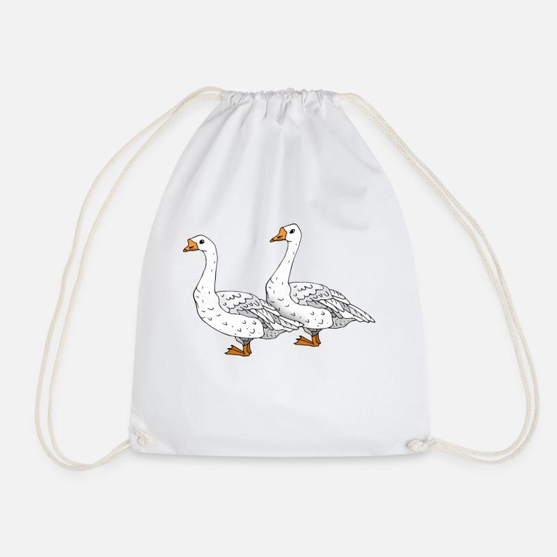 Geese - Drawstring Bag - white