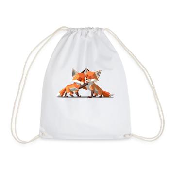 Low-poly Fox Cubs - Turnbeutel - Weiß - Vorne