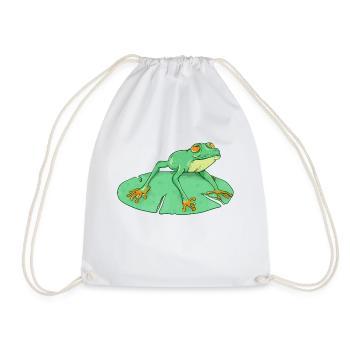 Mignonne grenouille verte sur un nénuphar - Sac de sport léger - blanc - Devant