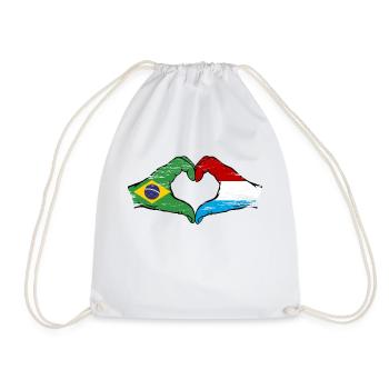 Brésil Luxembourg Drapeau Mains Coeur Forme Utilisé - Sac de sport léger - blanc - Devant