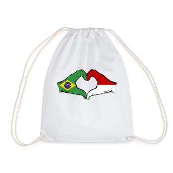 Brésil Monaco Drapeau Main Coeur Forme - Sac de sport léger - blanc - Devant