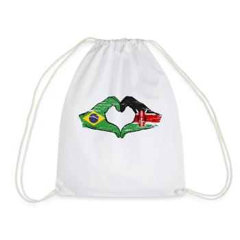 Brasilien Kenia Flagge Hände Herzform used - Turnbeutel - Weiß - Vorne