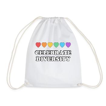 Celebrate Diversity Rainbow Hearts - Drawstring Bag - white - Front